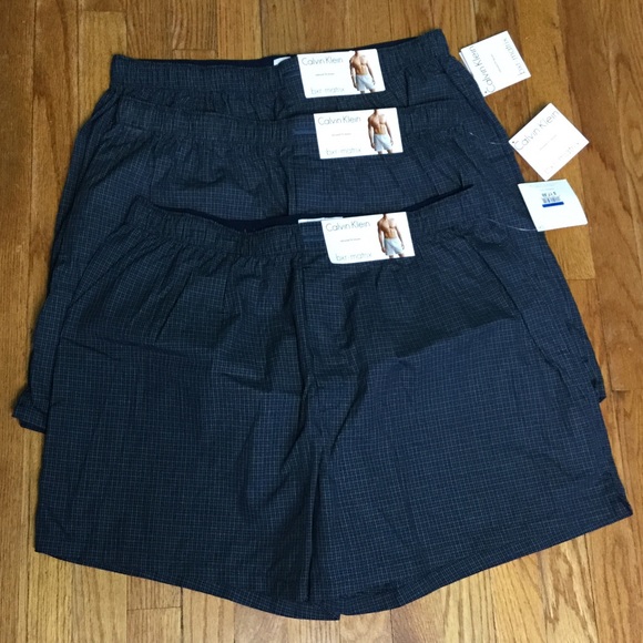 Calvin Klein Other - 3 Calvin Klein XL Boxer Shorts Plaid Navy Blue NWT